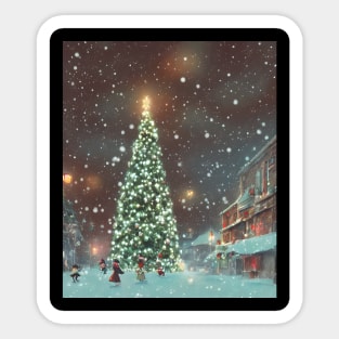 Vintage Christmas Reunion with Family and Friends by the Snowy Weather Sticker